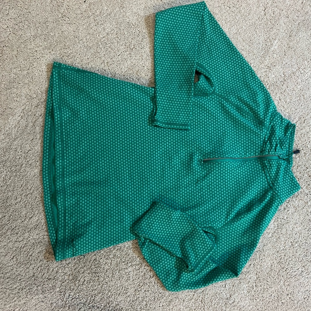 Eddie Bauer Teal Patterned Quarter-Zip Pullover